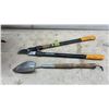 Image 5 : Garden Tool Lot With Bucket Organizer, Shears, Pruners, Saw, Hand Rake