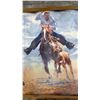 Image 7 : Set of 3 Rustic Framed Rodeo Prints, Bull Riding, Barrel Racing, and Calf Roping Scenes, Largest