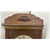 Image 3 : Antique Carved Wood Wall-Mounted Pendulum Chime Clock with Key, Early 20th Century, 32 × 13”