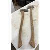 Image 3 : Vintage Hand Tool Lot: Double-Bit Felling Axe, Hatchet, Pickaxe, and Brush Hook
