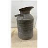Image 4 : Vintage Galvanized Metal Milk Can with Handle and Matching Galvanized Metal Funnel