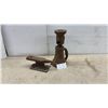 Image 1 : Vintage Cast Iron 7 1/2 Ton Screw Jack and Small Anvil, 4 1/4 × 11 1/4 × 4 1/4”