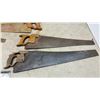 Image 3 : Vintage Hand Saw Collection Including Disston, Backsaw, and "Visitors Welcome" Novelty Saw