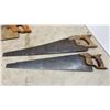 Image 4 : Vintage Hand Saw Collection Including Disston, Backsaw, and "Visitors Welcome" Novelty Saw