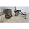 Image 5 : Vintage Singer Automatic Electric Iron, Bromwell's Measuring-Sifter, Oil Lamp