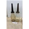 Image 1 : Two Vintage Imperial Quart Glass Motor Oil Dispensing Bottles with Pour Spouts