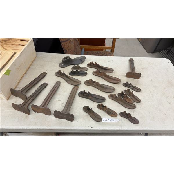 Antique Cast Iron Shoemaker's Shoe Lasts, Stands, and Stakes Collection