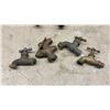 Image 6 : Set of Four Antique Cast Iron Clawfoot Tub Feet and Seven Assorted Vintage Metal Spigots