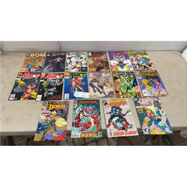 16 Marvel, DC, and Now Comic Books Including Rom, Kato, Namor, Eternals, Darkstars