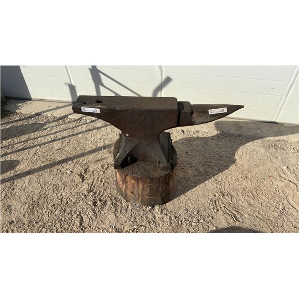 Vintage 244lb Peter Wright Anvil on Wood Block