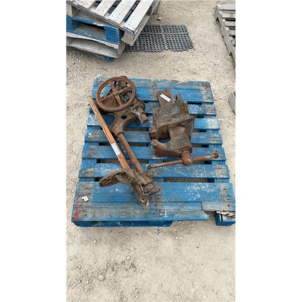 Prentiss 1901 Bench Vise and Post Drill