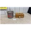 Image 1 : Vintage Metal Minnow Bucket and Old Pal Two-Tray Cantilever Tackle Box With Tackle