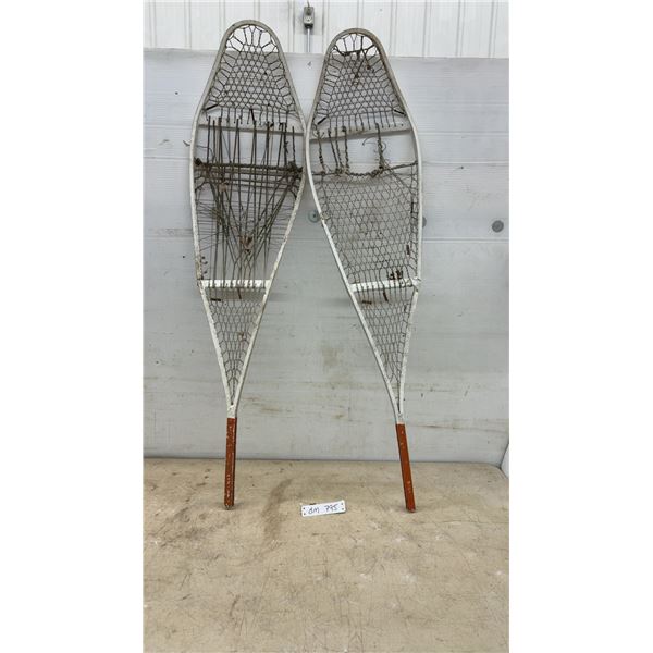 Pair of Beavertail Snowshoes with Metal Frames, 47 × 12”