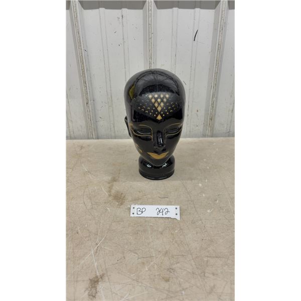 Black Glass Head 11.5” x 6.5”