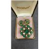 Image 3 : 12 Small PCs, Necklace, Gold Tone Vintage Set Green Clip on Earrings and Brooch, Money Clips