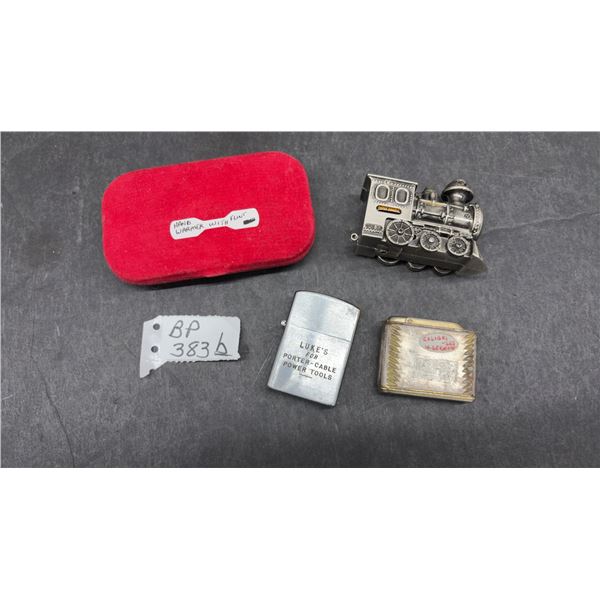 Three Lighters, Rare Vintage Colibri S23 West Germany, Orient Express Train, Auer and Hand Warmer