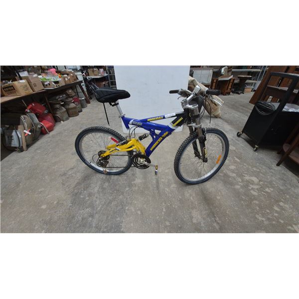 Supercycle Hooligan Downhill Full-Suspension Mountain Bike, Aluminum Frame, Shimano Shifters. 26”
