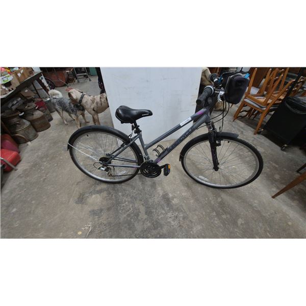 Supercycle Solaris Hybrid Bicycle with Front Suspension, Fenders, and Raleigh Handlebar Bag. 26”