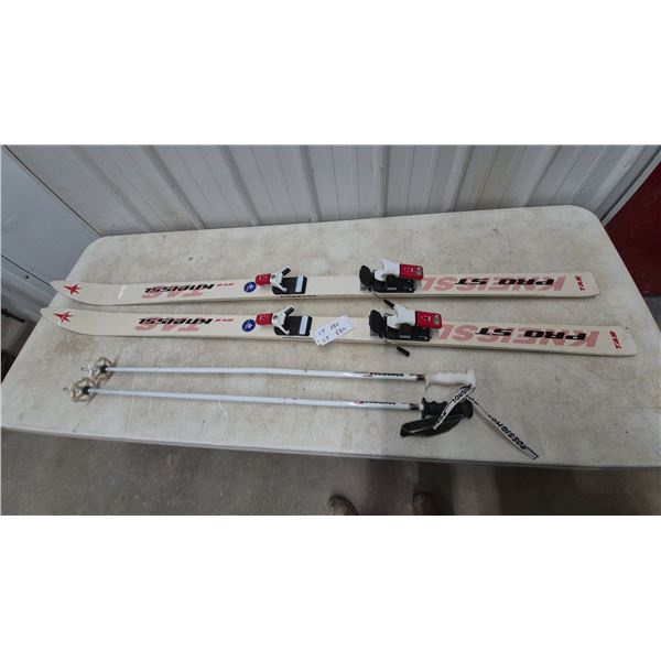 Kneissl Pro ST TAS Vintage Alpine Skis with Look Bindings and Rossignol Poles