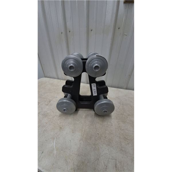 Dura-Bell Vinyl-Coated Dumbbell Set with Black A-Frame Stand, 2.5 Pound, 5 Pound