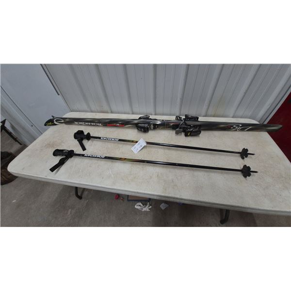 Rossignol D8 S Skis with Axial 2 Bindings and Matching Rossignol Ski Poles