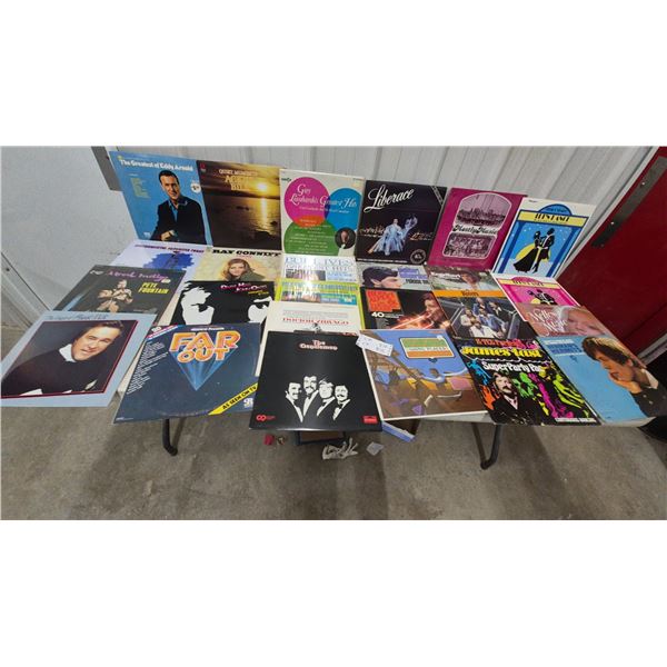 32x Vinyl Record Albums Including Eddy Arnold, Acker Bilk, Liberace, Ray Conniff, Hall and Oates