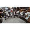 Image 1 : Set of 6 Wooden Dining Chairs With Striped Upholstered Seats and Backs, 1 Armchair, 5 Side Chairs