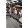 Image 3 : Set of 6 Wooden Dining Chairs With Striped Upholstered Seats and Backs, 1 Armchair, 5 Side Chairs