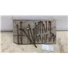 Image 1 : Collection of Antique Hand-Forged Iron Nails and Spikes on Weathered Wood Display Board, 9 × 17”