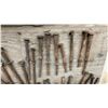 Image 2 : Collection of Antique Hand-Forged Iron Nails and Spikes on Weathered Wood Display Board, 9 × 17”