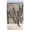 Image 4 : Collection of Antique Hand-Forged Iron Nails and Spikes on Weathered Wood Display Board, 9 × 17”