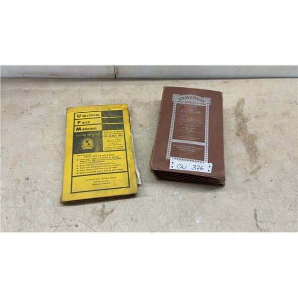 Two Universal Price Marking System Series No. 96B and 2C-MG-64 Price Ticket Assortment Books