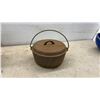 Image 2 : Vintage Smart No. 8 Cast Iron Dutch Oven with Lid and Antique Metal Can with Spout