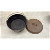 Image 3 : Vintage Smart No. 8 Cast Iron Dutch Oven with Lid and Antique Metal Can with Spout
