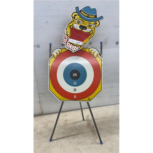 Vintage Tommy Tiger Target Toss Game by ES Products, Made in Canada, circa 1960s, with Tripod