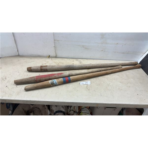 Three Vintage Canadian Warren Axe and Tool Company Wooden Logging Tool Handles, Longest 53”