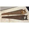 Image 3 : Vintage Wooden Handle Hand Saws and Wooden Level