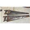 Image 4 : Vintage Wooden Handle Hand Saws and Wooden Level
