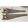 Image 5 : Vintage Wooden Handle Hand Saws and Wooden Level