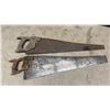 Image 6 : Vintage Wooden Handle Hand Saws and Wooden Level