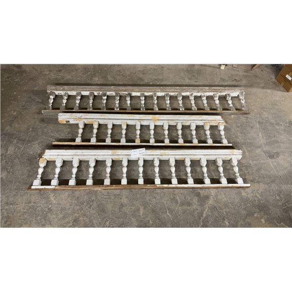 Three Antique Architectural Salvage Wooden Balustrade Sections with Turned Balusters, 55, 59 and