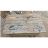 Image 6 : Antique Distressed Wood Farmhouse Side Table with Turned Legs, 28 × 39 × 24”
