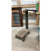 Image 1 : Antique Columbus Scale Company Cast Iron Platform Scale with Wheels, Brass Beam and Weights