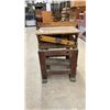 Image 1 : Antique Wooden Hand-Cranked Table Saw with Slatted Top and Pulley Mechanism, Late 19th Century