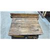 Image 2 : Antique Wooden Hand-Cranked Table Saw with Slatted Top and Pulley Mechanism, Late 19th Century