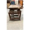 Image 6 : Antique Wooden Hand-Cranked Table Saw with Slatted Top and Pulley Mechanism, Late 19th Century