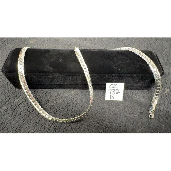 Platinum Plated 7.5mm Serpentine Necklace, 24” Long