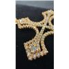 Image 3 : 18K Gold Plated 46.0mm Simulated Diamond Cross Necklace, 18” Long