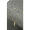 Image 5 : 18K Gold Plated 46.0mm Simulated Diamond Cross Necklace, 18” Long