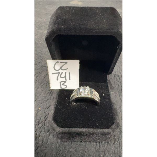 Platinum Plated 1.0ct Simulated Diamond Men's Resizeable Ring